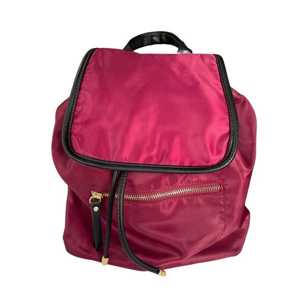 Compact Rucksack Backpack in Magenta Trimmed in Black - Picture 2 of 14